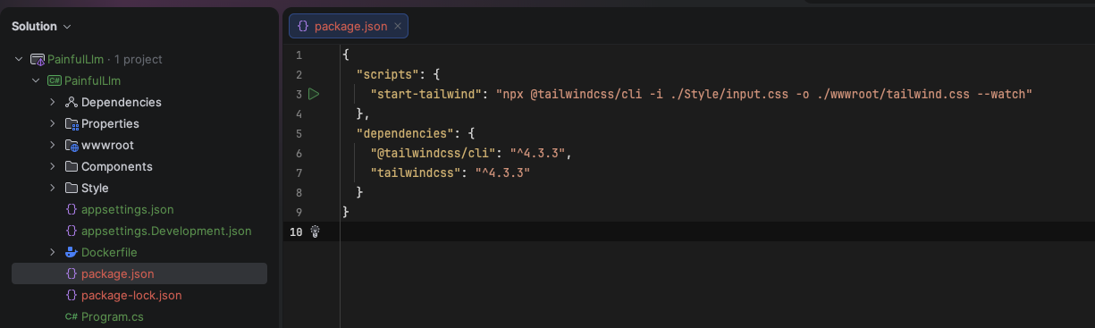 Tailwind npm script